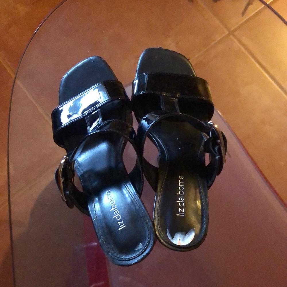 Liz Claiborne 2 inches heels black sandals.
